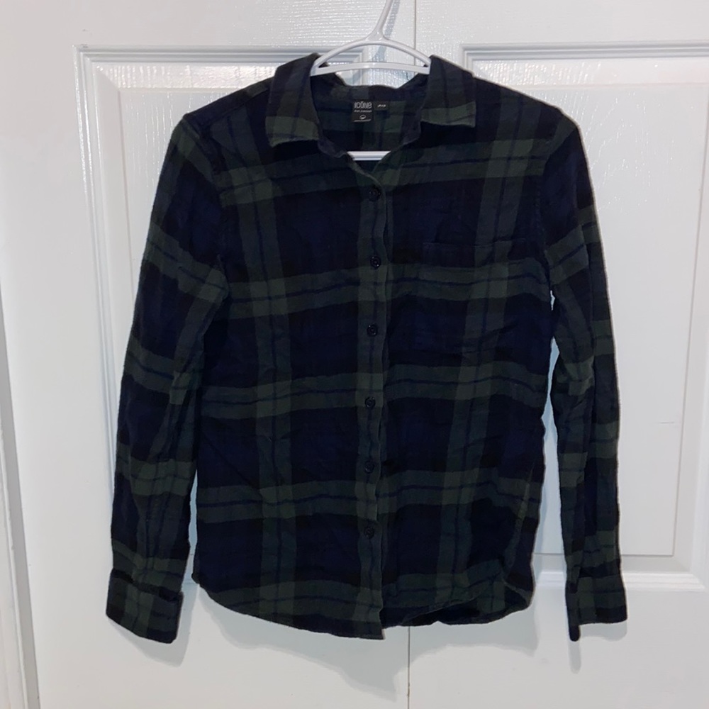 Soft Plaid Blue and Green Long Sleeve Button Up Shirt